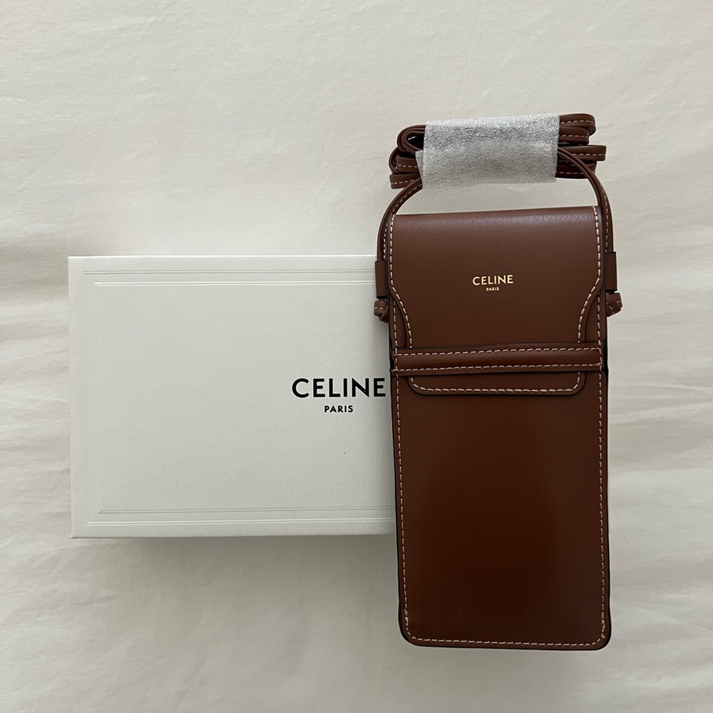 NEW Celine Sunglasses pouch in brown leather